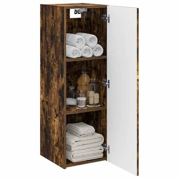 Maison Exclusive - Väggmonterat Badrumsskåp Rökt Ek 33 x 34,5 x 60 cm