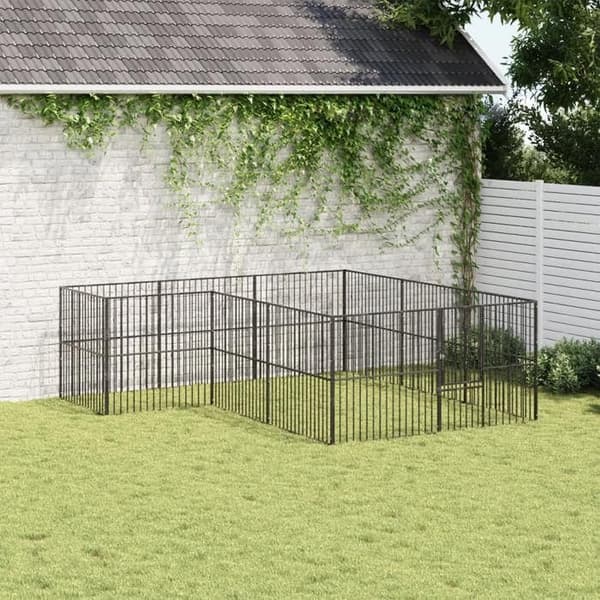 Exklusivt hus - Hundpark 12 paneler svart galvaniserat stål