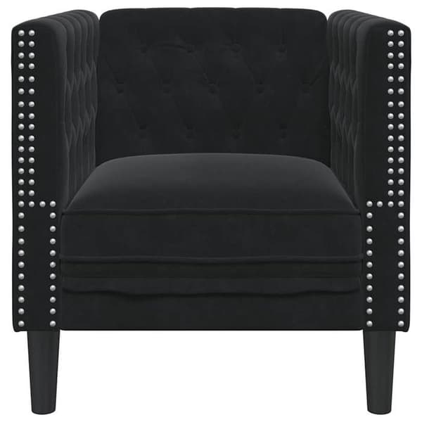 Maison Exclusive - Musta samettinen Chesterfield-tuoli Svart