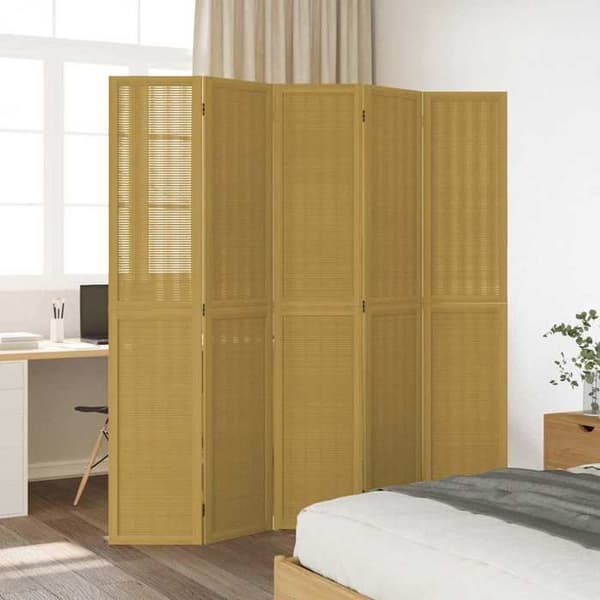 Adskillelse - EKSKLUSIV HUS - 5 paneler - Massivt paulownia træ - Brun - Foldbar brun