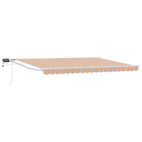 Solafskærmning - MAISON EXCLUSIVE - 5 x 3 m - Solcelle-LED - Manuel - Vandafvisende polyester PU stof Blå, orange, vit