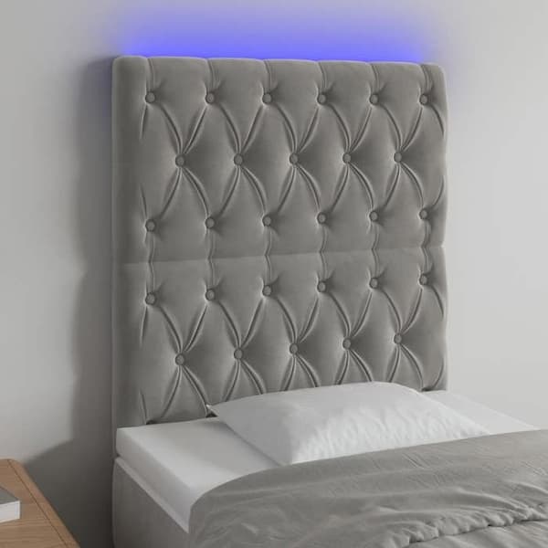 Maison Exclusive - LED Hovedgærde Lys Grå 80x7x118/128 cm Velour ljusgrått