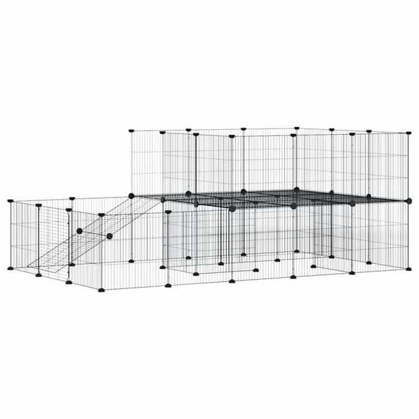 Maison Exclusive - Kæledyrbur med 44 paneler og dør Sort 175x105x70 cm