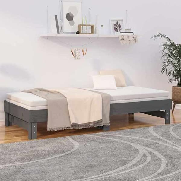 Maison Exclusive - Harmaa liukuva sänky ilman patjaa 2x(100x200) cm grå