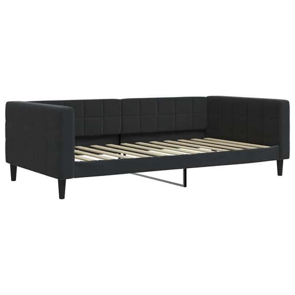 Päivävuode - EXCLUSIVE KOTI - Alusvuode - 100 x 200 cm - Musta sametti - Patja mukana Svart