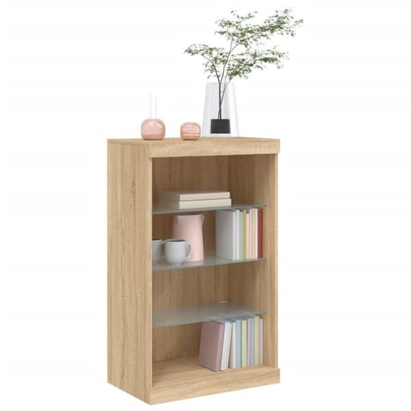 Maison Exclusive - Buffé med LED-lampor ek sonoma 60,5x37x100 cm