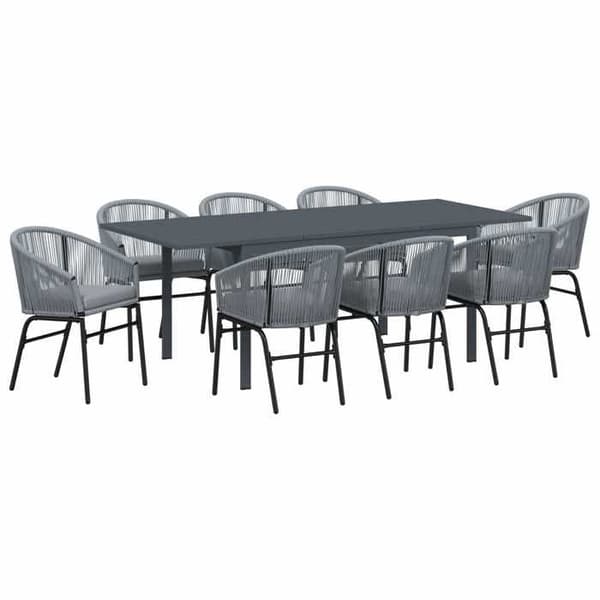 Maison Exclusive - 9 pc have spisebordssæt i grå polyrotin Grå