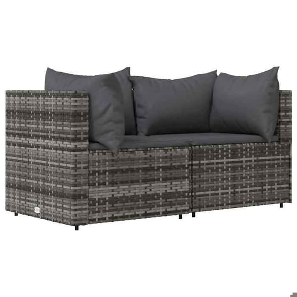 Maison Exclusive - Trädgårdsmöbler 3 delar med kuddar Grå Flätad resin