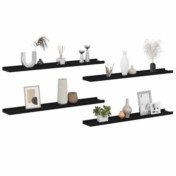 Maison Exclusive - Væghylder 4 stk Sort 80x9x3 cm
