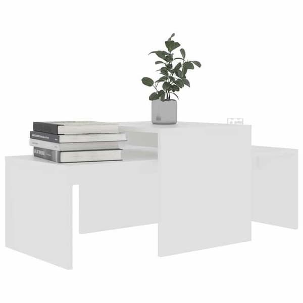 Sæt af lav borde - MAISON EXCLUSIVE - 100 x 48 x 40 cm - Hvid - Spånplader - Indbydende stabelbare Vit