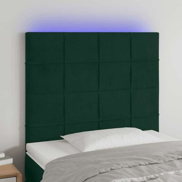Maison Exclusive - LED-päätyvihreä 80x5x118/128 cm Sametti Mörkgrön
