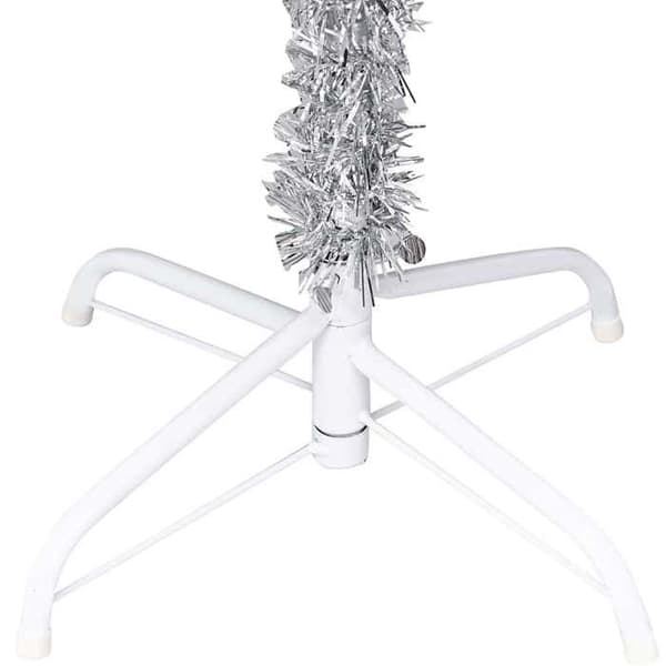 Maison Exclusive - Förbelyst konstgjord julgran/silverkulor 120 cm PET Silver