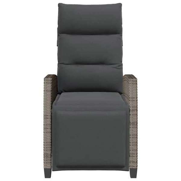Maison Exclusive - Justerbar havestol med sidebord i grå polyrotin Grå (polyrotin)