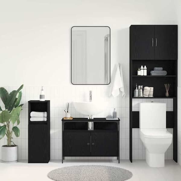Maison Exclusive - Badeværelsesvaskeskab i sort eg 80 x 30 x 60 cm svart ek