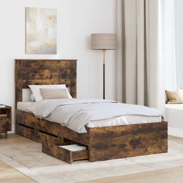 Maison Exclusive - Sängram Rökt ek 100 x 200 cm Ingenjörsträ
