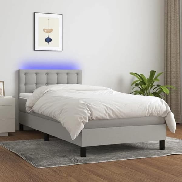 Maison Exclusive - Lamelseng madras LED Lys grå 100x200 cm Stof