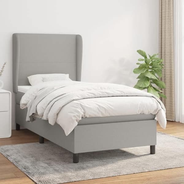 Maison Exclusive - Seng med lameller og madras Grå lys 100x200cm Stof