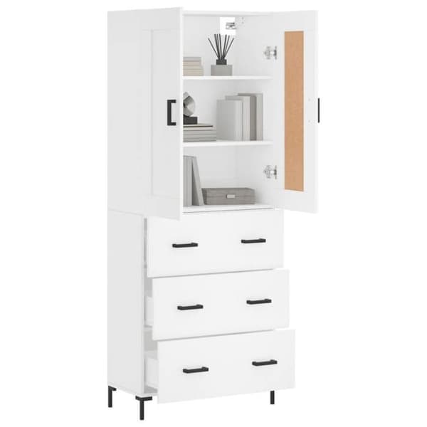 Buffé hög - Exklusivt hus - Vit - Ingenjörsträ - 69,5 x 34 x 180 cm Vit