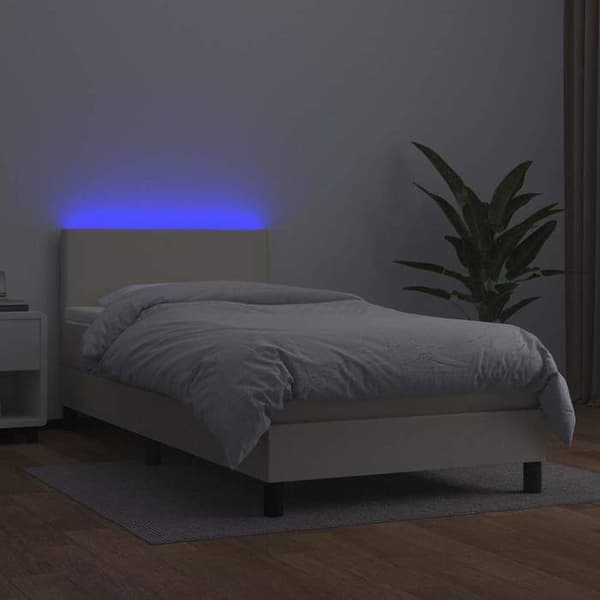 Maison Exclusive - Sengebund med lameller og madras samt LED Creme 80x200cm