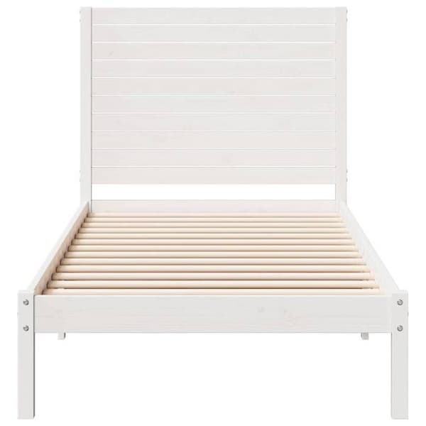 Sengestel - EKSKLUSIV HUS - 90x210 cm - Massivt træ - Lamelseng - Hovedgærde med opbevaring