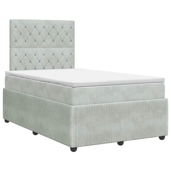 Maison Exclusive - Boxspring-sänky vaaleanharmaalla patjalla 120 x 200 cm Sametti Ljusgrått