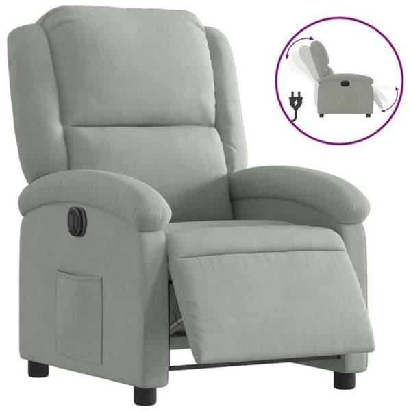 Maison Exclusive - Elektrisk recliner i lys grå velour