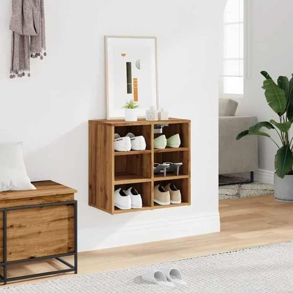 Maison Exclusive - Håndlavet skohylde i egetræ 52x30x50 cm