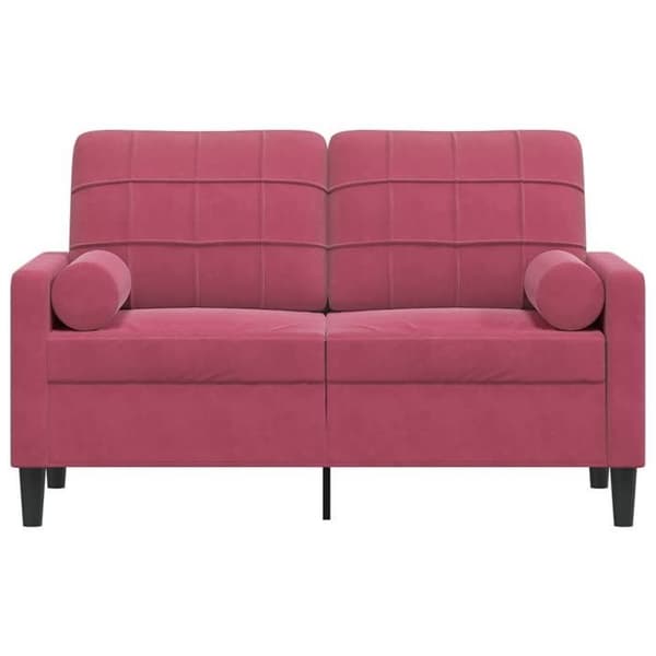 Maison Exclusive - Soffa 2 platser med bordeaux kuddar 120 cm sammet