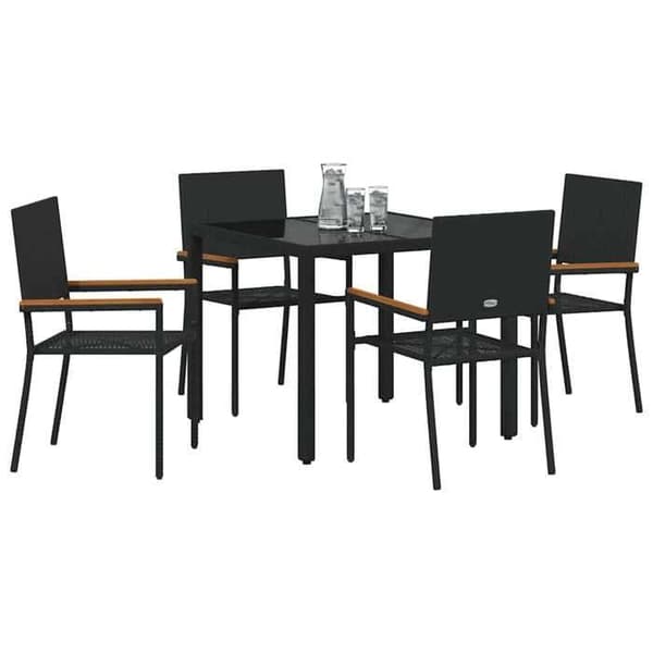 Maison Exclusive - 5 pc have spisebordssæt i sort polyrotin Svart