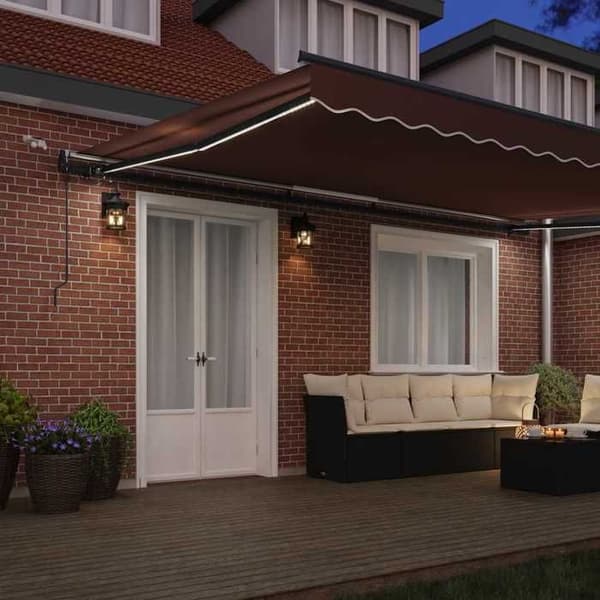 Maison Exclusive - Automatisk infällbar markis med LED brun 500x300 cm