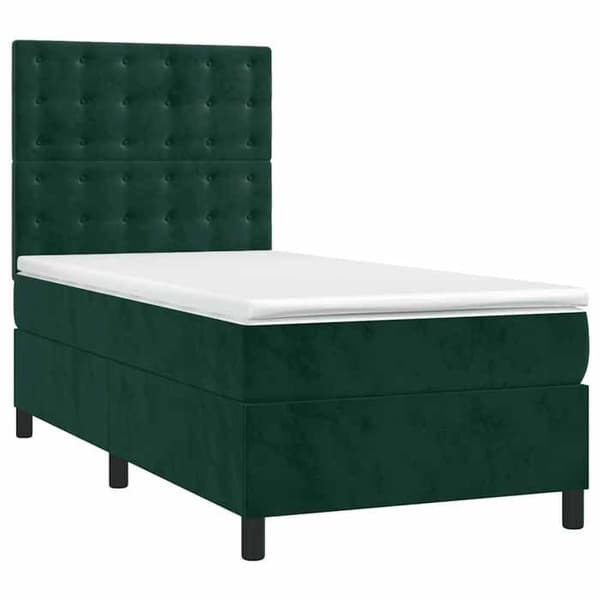 Maison Exclusive - Sengelastik og madras med mørkegrøn LED 80x200 cm