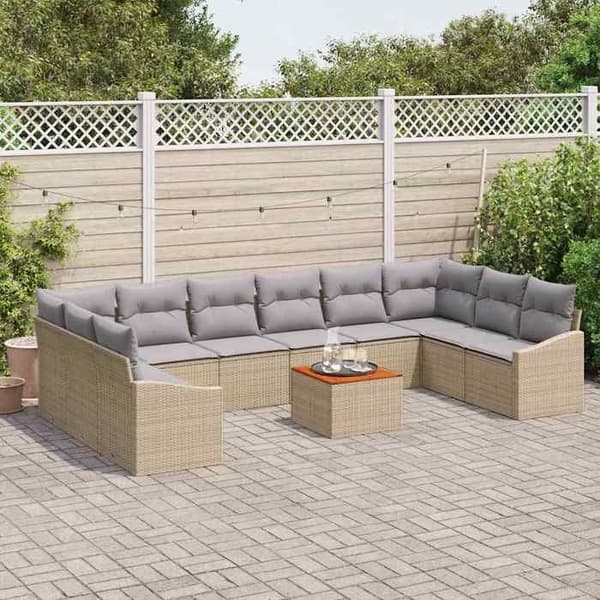 Trädgårdsmöbelset - EXKLUSIV HEM - Modulär - 11 delar - Beige - Polyrotin & akacia beige