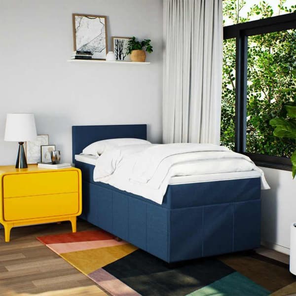 Maison Exclusive - Sengestel med springmadras Blå 90x200 cm Stof