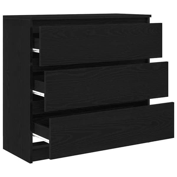 Maison Exclusive - Buffé ek svart 80x35x76 cm ingenjörsträ