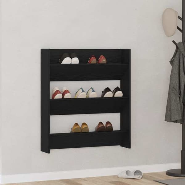Skoopbevaring - EKSKLUSIV HUS - 80 x 18 x 90 cm - Sort - Ingeniørtræ - Væghængt pladsbesparende