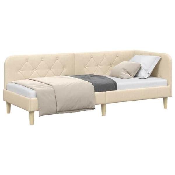 Maison Exclusive - Vinkel sengestel Creme 80 x 200 cm stof