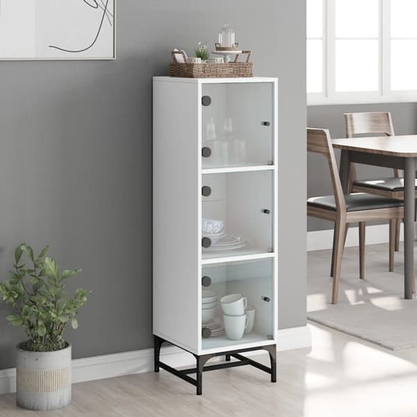 Maison Exclusive - Buffet med hvide glasdøre 35x37x120 cm Vit