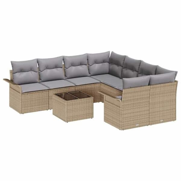 Lounge-soffor - MAISON EXCLUSIVE - Modulär 9 delar - Hållbar poly rattan - Beige och grå Beige och grå