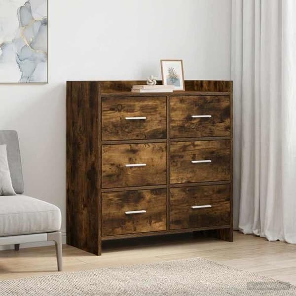 Maison Exclusive - Buffé Ek rökt 75 x 33 x 80 cm Ingenjörsträ