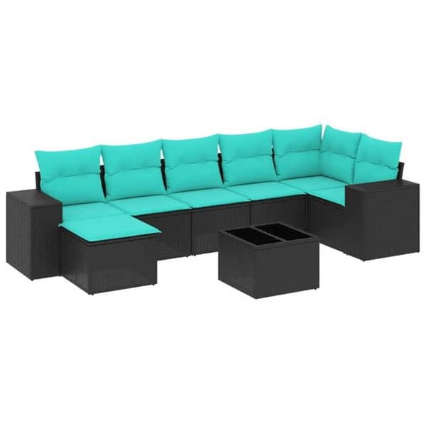 Havemøbel sæt - MAISON EXCLUSIVE - 8 dele - Sort - PE Rattan - Tempereret glas bordplade Svart