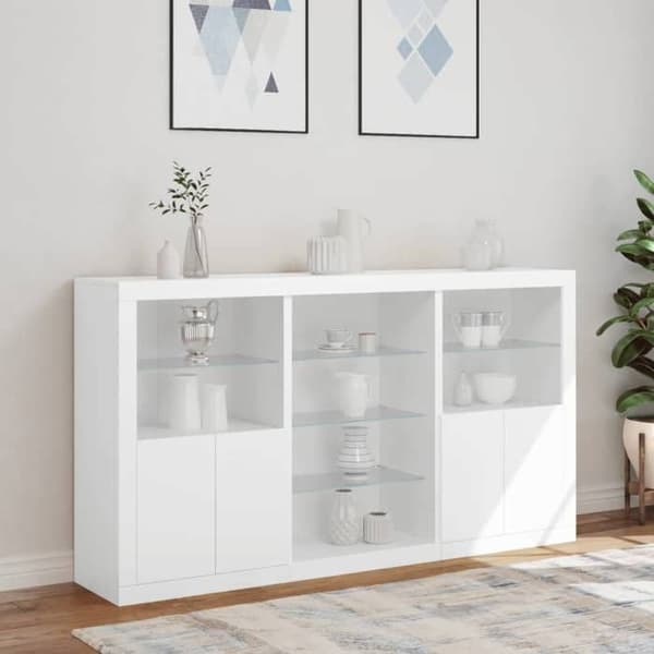 Maison Exclusive - Buffé med vita LED-lampor 181,5x37x100 cm