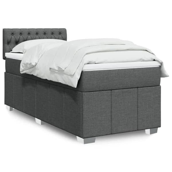 Maison Exclusive - Sänkyperä ja tummanharmaa patja 90x190 cm Kangas