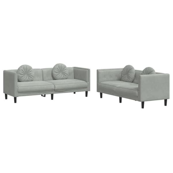Maison Exclusive - 2 kpl sohvasetti vaaleanharmailla samettityynyillä