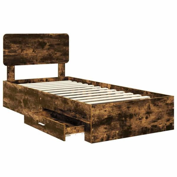 Maison Exclusive - Sängram i rökig ek 75 x 190 cm Ingenjörsträ