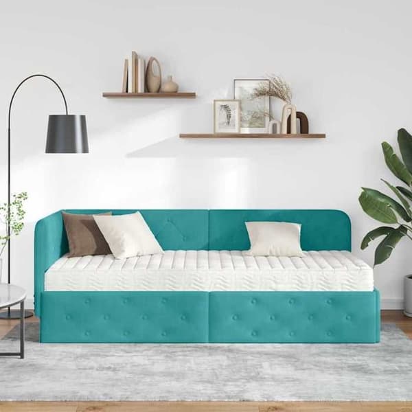 Maison Exclusive - Turquoise hörnsängram 80 x 200 cm Sammet Turkos