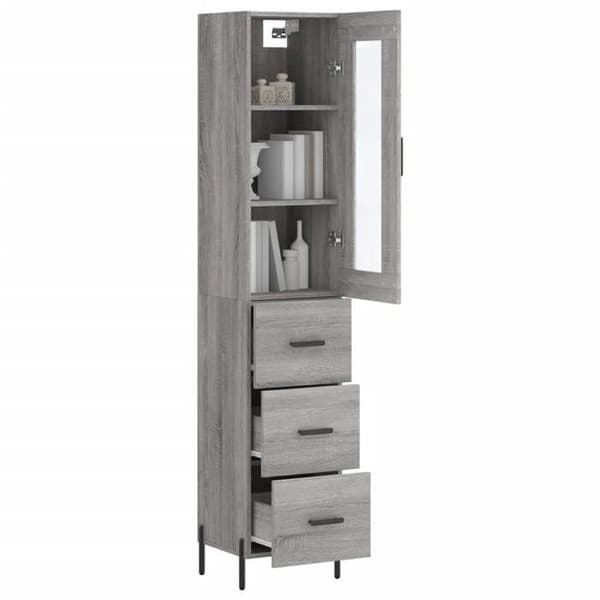 Maison Exclusive - Buffé hög Sonoma grå 34,5x34x180 cm Ingenjörsträ