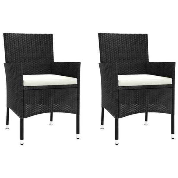 Maison Exclusive - Havebistro sæt 3 dele med sorte puder i poly rattan Svart (kuddar)