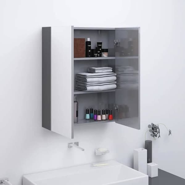 Maison Exclusive - Spegelskåp för badrum 60x15x75 cm MDF Grå glansig