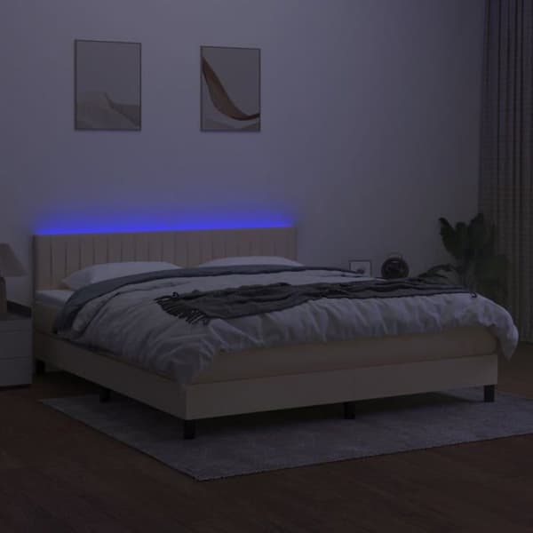 Maison Exclusive - Sängyn liuskatukivankka LED Crème 180x200 cm Kangas