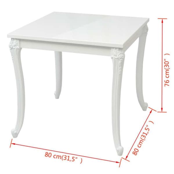 Maison Exclusive - Matbord 80x80x76 cm vit glänsande Strålande vit